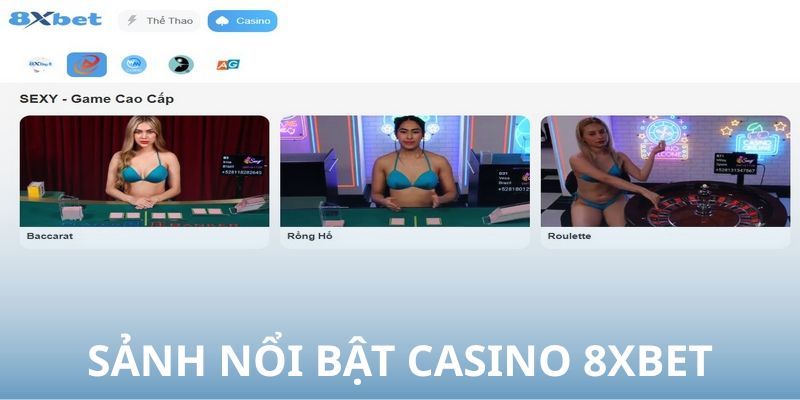 Sảnh nổi bật trong casino 8xbet
